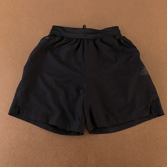 adidas Pants - Adidas Women's Size XS Black High Waisted Zip Pocket Drawstring Athletic Shorts
